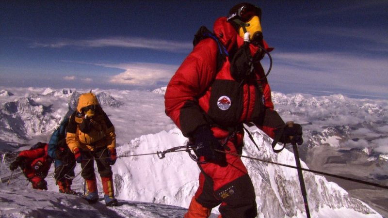 Erik Weihenmayer takes his final steps toward the summit of Mount Everest on May 25, 2001.
